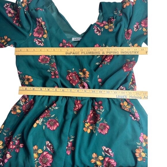Bailey Blue Womens Floral Romper Shorts Teal Flowy  XL - Picture 8 of 9